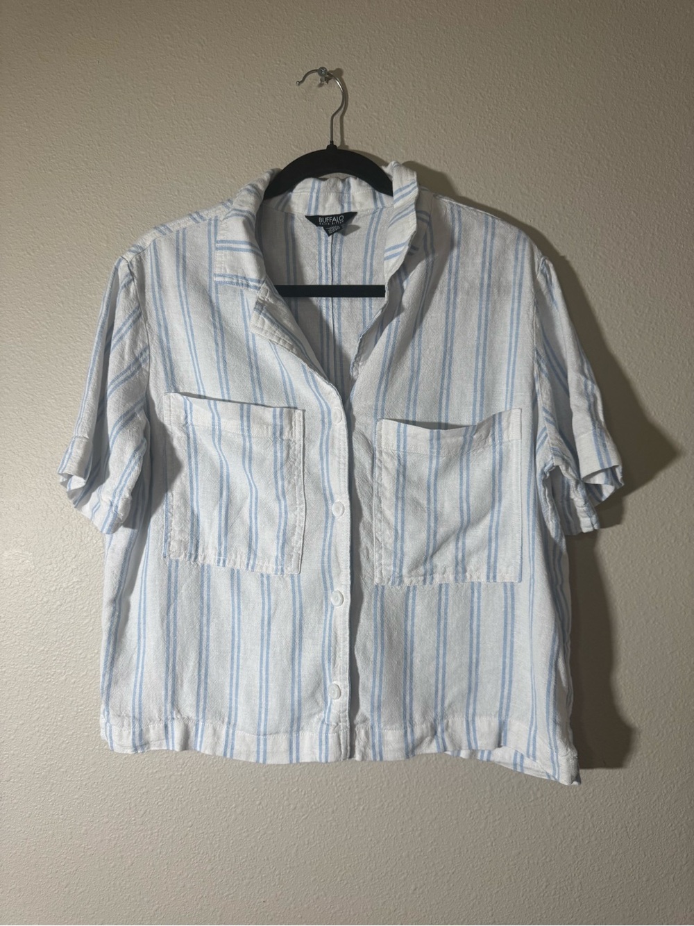 Buffalo David Bitton Linen Blend Women's Short Sleeve Utility Top